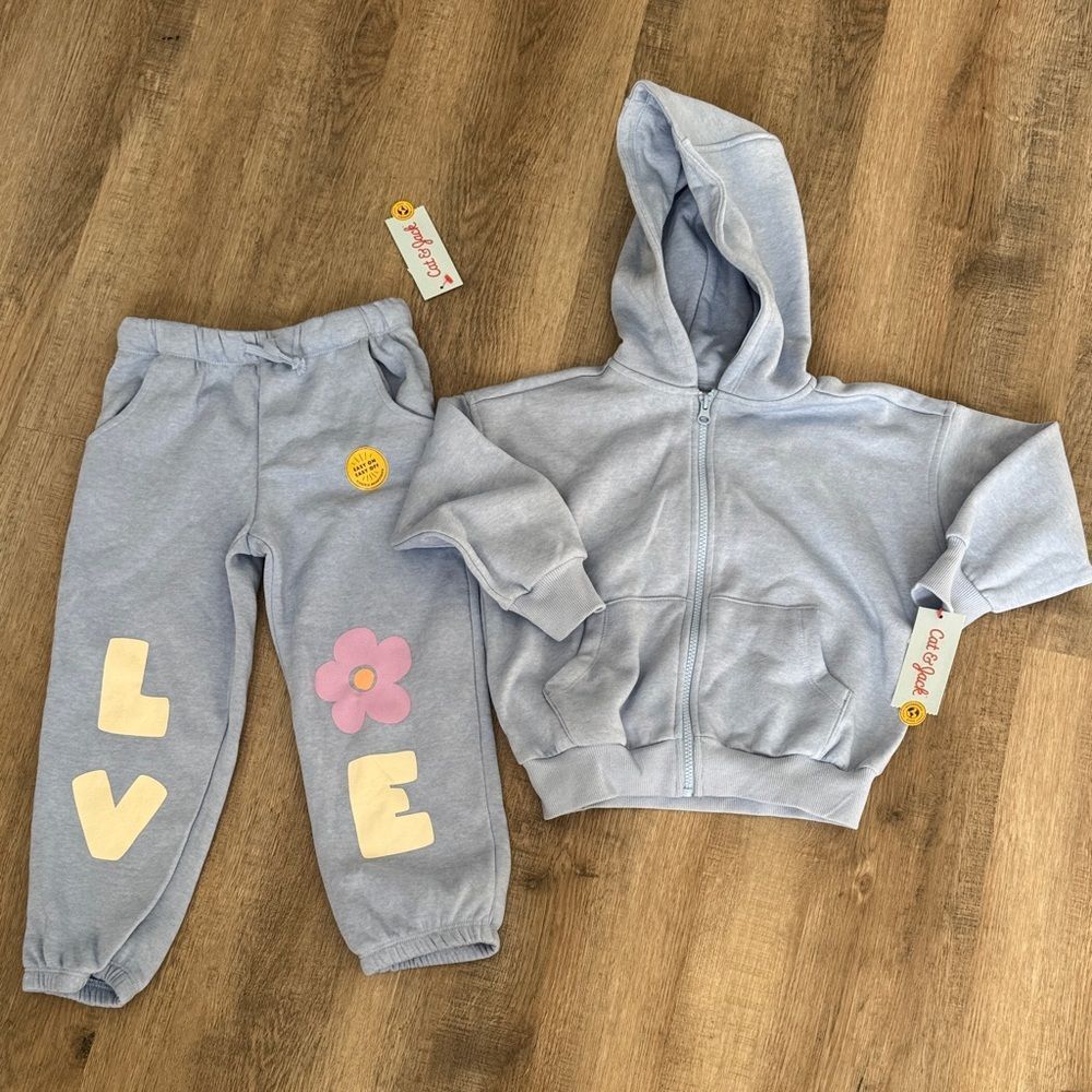 Carter's Light Blue Hoodie & LOVE Sweatpants Set